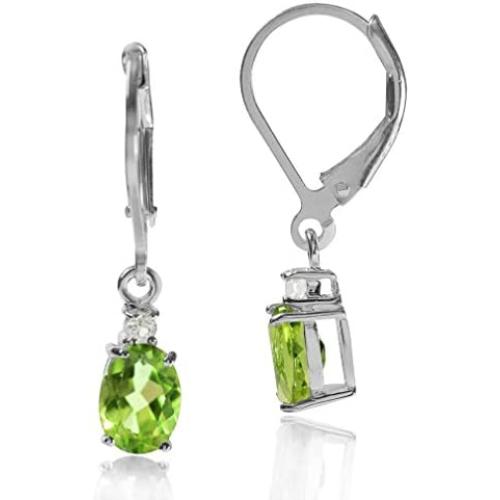 Silvershake Petite Oval Shape Genuine or Created Birthstone Gemstone 925 Sterling Silver Drop Dangle Leverback Earrings