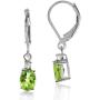 Silvershake Petite Oval Shape Genuine or Created Birthstone Gemstone 925 Sterling Silver Drop Dangle Leverback Earrings