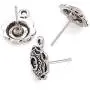 Pandahall 20pcs Antique Silver Flower Earstuds Post Earrings Rhinestone Cabochon Inlay 13.5x10mm