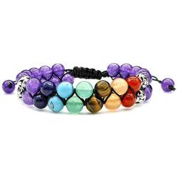 Innovahome 7 Chakra Bracelet for Stress and Anxiety Relief, for Yoga Meditation, Energy Stone Beads, Adjustable Bracelet