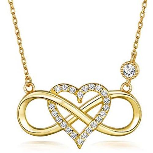 BlingGem Necklace for Women White/Rose Gold Plated 925 Sterling Silver Cubic Zirconia Infinity Heart Pendant Necklace Anniversary Birthday Mothers Gift for Women Mom Daughter 18 inch