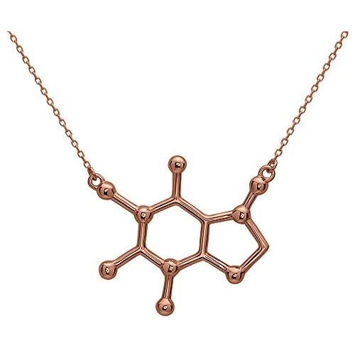 Silver Phantom Jewelry Caffeine Molecule Necklace in 925 Sterling Silver