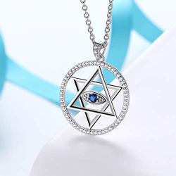 Protection Symbol Evil Eye Jewelry for Mom Grandma Silver Blue Evil Eye Necklace Star of David Hamsa Hand Bracelet Evil Eye Hamsa Hand Ring Amulet Jewelry for Women Girl Birthday Gift