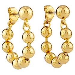 East Hill Jewelry Ball Chain Dangle Earrings 12k Gold Plated for Women, Length 2''