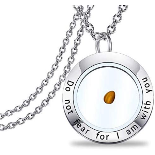 WUSUANED Mustard Seed Faith Necklace Seed Charm with Bible Verse Inscription Christian Pendant Religious Jewelry Inspirational Christian Gift for Women Girls