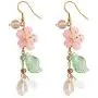 DOUBNINE Pink Flower Earrings Dangle Cherry Blossoms Sakura Teardrop Fairy Leaf Petal Drop Spring Women Accessories DOUBNINE Pink Flower Earrings Dangle Cherry Blossoms Sakura Teardrop Fairy Leaf Petal Drop Spring Women Accessories