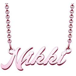 LoEnMe Jewelry Rose Gold Name Necklace of Plated Personalized Gift for Women Girls Couple