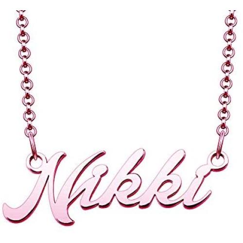 LoEnMe Jewelry Rose Gold Name Necklace of Plated Personalized Gift for Women Girls Couple