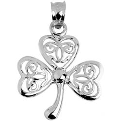 925 Sterling Silver Irish Celtic Three Leaf Clover Good Luck Charm