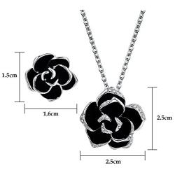 Yoursfs Flower Jewelry Set 18K Rose GP Sexy Flower Lacing with Rhinestones Clip Earrings&Necklace Ladies Jewelry Set
