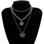 YERTTER Vintage Punk Multi layer Butterfly Flower Pendant Necklace Beaded Choker Boho Jewelry Chain for Women and Girls