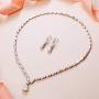 EVER FAITH Gorgeous White Cubic Zirconia Charming Water Drop Bridal Bride Necklace Earrings Set Silver-Tone
