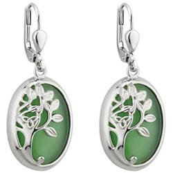 Tree of Life Irish Earrings Dangle Rhodium Plated Made in Ireland