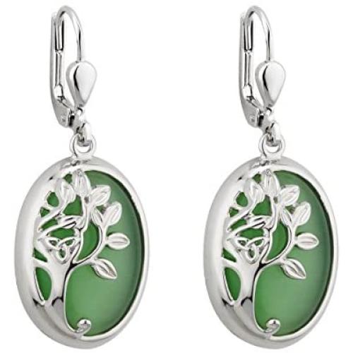 Tree of Life Irish Earrings Dangle Rhodium Plated Made in Ireland