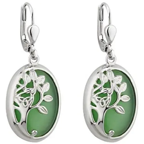Tree of Life Irish Earrings Dangle Rhodium Plated Made in Ireland Tree of Life Irish Earrings Dangle Rhodium Plated Made in Ireland
