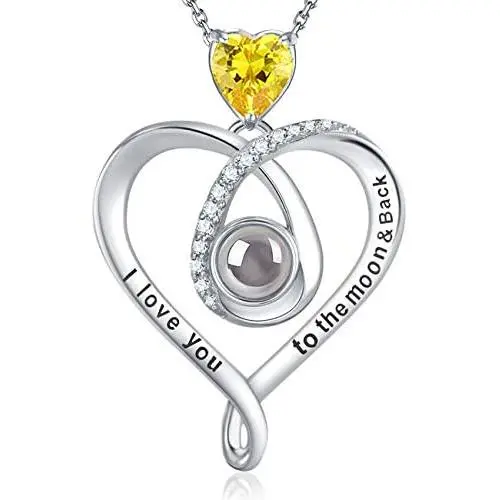 Sterling Silver I Love You Necklace 100 Languages Emerald Ruby Peridot Blue Sapphire Citrine Blue Opal Necklace for Her Birthday Gifts Sterling Silver I Love You Necklace 100 Languages Emerald Ruby Peridot Blue Sapphire Citrine Blue Opal Necklace for Her Birthday Gifts