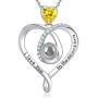 Sterling Silver I Love You Necklace 100 Languages Emerald Ruby Peridot Blue Sapphire Citrine Blue Opal Necklace for Her Birthday Gifts