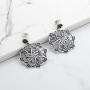 Paz Creations .925 Sterling Silver Rose Pinwheel Dangle Earrings, Made in Israel