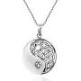AeraVida Yin Yang Balance Flower of Life .925 Sterling Silver Pendant Necklace