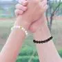 KELAIEN 2 Pairs Adjustable Magnetic Couple Bracelet Set for Women Men Girl Bestfriend Mutual Attraction Rope Braided Bracelet Mutual Attraction Beaded Bracelet Set Magnet Bracelet for Couples Gifts