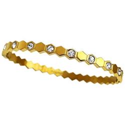 Bangle Bracelet Love Bee Loved for Women and Teens Honeycomb Rhombic Pattern Gold Plated Zirconia Cubic Gems Gift Bee My Love Trendy 2021 Stacking Bracelets