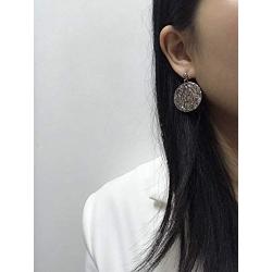 JustMoMoMin Hammered Round Disc Dangle Earrings Polished Circle Drop Earrings for Women Girls Jewelry