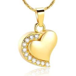 constantlife Cremation Jewelry for Ashes Crystal Edge Heart Stainless Steel Pendant Urn Necklace Funeral Keepsake