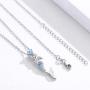 Cuoka Mermaid Necklace, Mermaid Earrings 925 Sterling Silver Nautical Jewelry Ariel Necklace for Women Mermaid Decor Mermaid Lover Gift