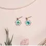 BONALUNA Pressed Flower Yellow Gold Plated Hexagon Dangle With Cubic Zirconia Titanium Post Back Earrings BONALUNA Pressed Flower Yellow Gold Plated Hexagon Dangle With Cubic Zirconia Titanium Post Back Earrings