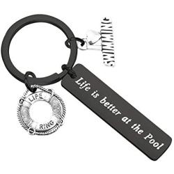 CENWA Swimming Lover Gift Life is Better at The Pool Swimming Keychain Swim Team Gift Swim Jewelry for Swimmers