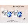 Swarovski Stud Earrings for Women - 925 Sterling Silver Crystal Earrings - Birthstone Earrings Studs for Girls - Sapphire Crystal From Swarovski By GoSparkling Allergy-Free Passed SGS Inspection