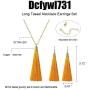 Dcfywl731 Long Tassel Necklace Earrings Set for Women Long Dainty Tassel Dangle Earrings Bohemian Jewelry Set for Girl