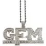 Shop-iGold Custom Men Women 925 Italy White Gold Finish Iced Silver Charm Ice Out Pendant Stainless Steel Real 3 mm Rope Chain, Mans Jewelry, Iced Pendant, Rope Necklace 16''- 24''