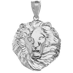 Elegant Leo Zodiac Sign King Lion Head Necklace Pendant (Large)