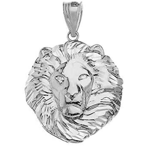 Elegant Leo Zodiac Sign King Lion Head Necklace Pendant (Large)