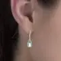 MIA SARINE Rhodium Plated Sterling Silver Rectangular Simulated Aquamarine and Cubic Zirconia Bridal Leverback Earring MIA SARINE Rhodium Plated Sterling Silver Rectangular Simulated Aquamarine and Cubic Zirconia Bridal Leverback Earring
