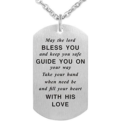 Religious Stainless Steel Lords Prayer Christian God Pendant Necklace Dog Tag Jewelry Keychain