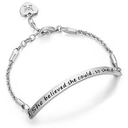 Annamate 2020 Graduation Gift Bracelet for Girls, Inspirational Jewelry Gifts Engraved Message She Believed she Could so she did Quote Bracelets for Women