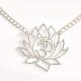 Happy Kisses Yoga Lotus Flower Necklace with OM Symbol – Cute Lotus Pendant Charm – with Empowering Message Card -Silver Plated