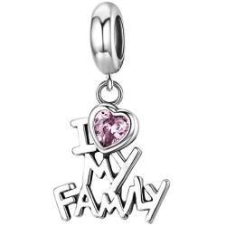 Love Charms fits Pandora Charms Bracelets for Mothers Day I Love Family Lucky Charms 925 Sterling Silver Dangle Pendant Bead for Women Gift