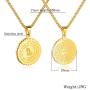 Bible Verse Prayer Gold Necklace with 21.6'' Chain Christian Jewelry Stainless Steel Praying Hands English Engraved Coin Medal Pendant
