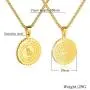Bible Verse Prayer Gold Necklace with 21.6'' Chain Christian Jewelry Stainless Steel Praying Hands English Engraved Coin Medal Pendant
