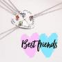 Best Friend Forever and Ever Rhinestone BFF Necklace Heart Shape Pendant Friendship Puzzle Stitching Necklace