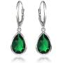 Sterling Silver Simulated Gemstone Teardrop Dainty Leverback Dangle Earrings