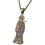 Men Women 925 Italy Gold Finish Santa Muerte Pendant Stainless Steel Real 2.5 mm Rope Chain Necklace, Mens Jewelry, Iced Pendant, Rope Necklace Nuestra Señora de la Santa Muerte