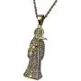 Men Women 925 Italy Gold Finish Santa Muerte Pendant Stainless Steel Real 2.5 mm Rope Chain Necklace, Mens Jewelry, Iced Pendant, Rope Necklace Nuestra Señora de la Santa Muerte