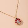 KOEDLN Cute Ladybug Pendant Necklace Beetle Insect Enamel Crystal Fashion Necklace for Women Girls