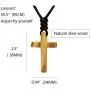 Natural Olive Wood Cross Pendant Necklace for Men Women Children Kids Boy Girl Wooden Gift Car Rearview Mirror Pendant