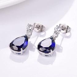 GULICX Bling Silver Tone Cubic Zirconia Pear Distinctive Engagement Party Dangle Earrings