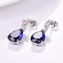 GULICX Bling Silver Tone Cubic Zirconia Pear Distinctive Engagement Party Dangle Earrings